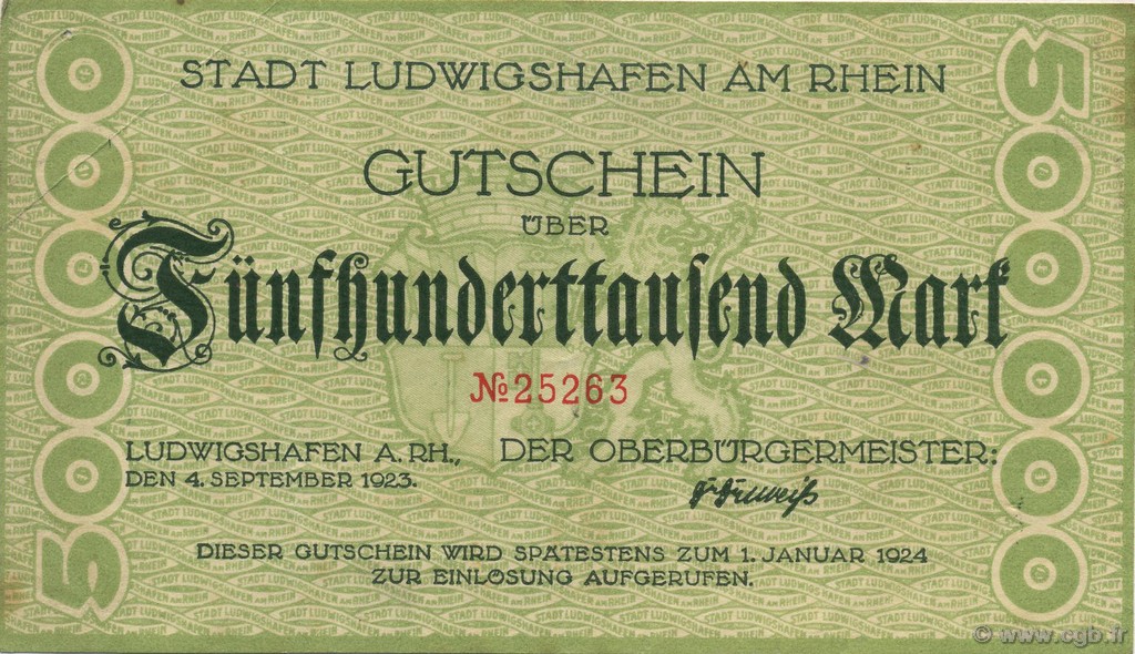 500000 Mark DEUTSCHLAND Ludwigshafen 1923  SS