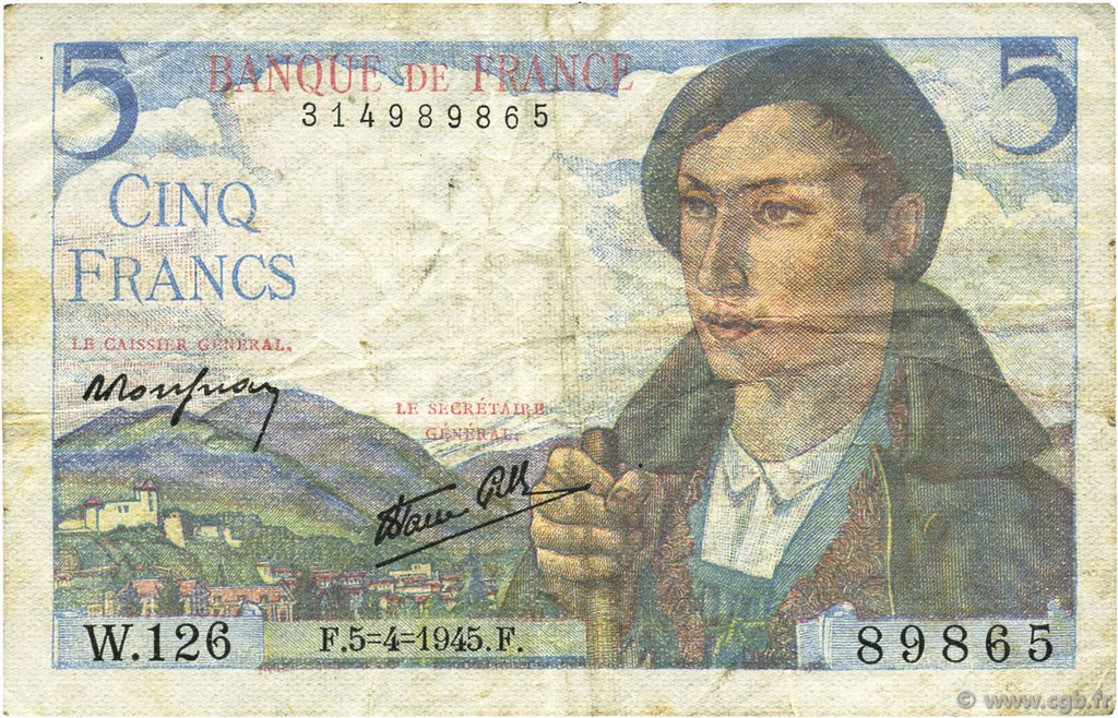 5 Francs BERGER FRANCE  1945 F.05.06 pr.TTB
