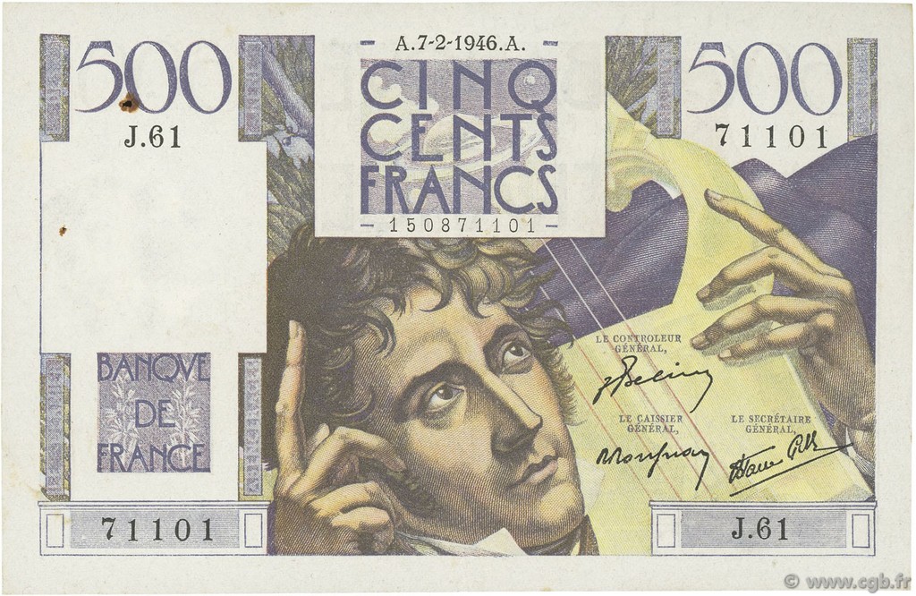 500 Francs CHATEAUBRIAND FRANCE  1946 F.34.04 TTB+