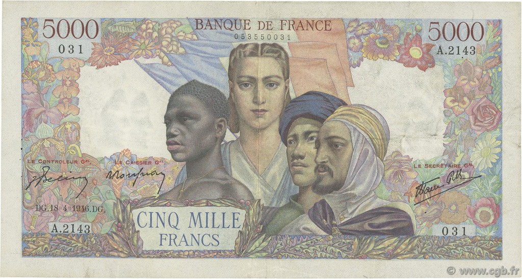 5000 Francs EMPIRE FRANÇAIS FRANCIA 1946 F.47.52 MBC