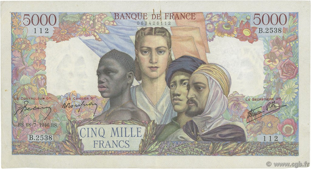 5000 Francs EMPIRE FRANÇAIS FRANCE  1946 F.47.55 pr.TTB