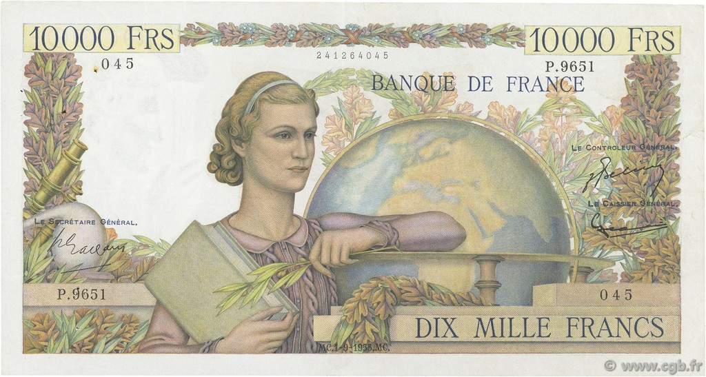 10000 Francs GÉNIE FRANÇAIS FRANCE  1955 F.50.76 TTB