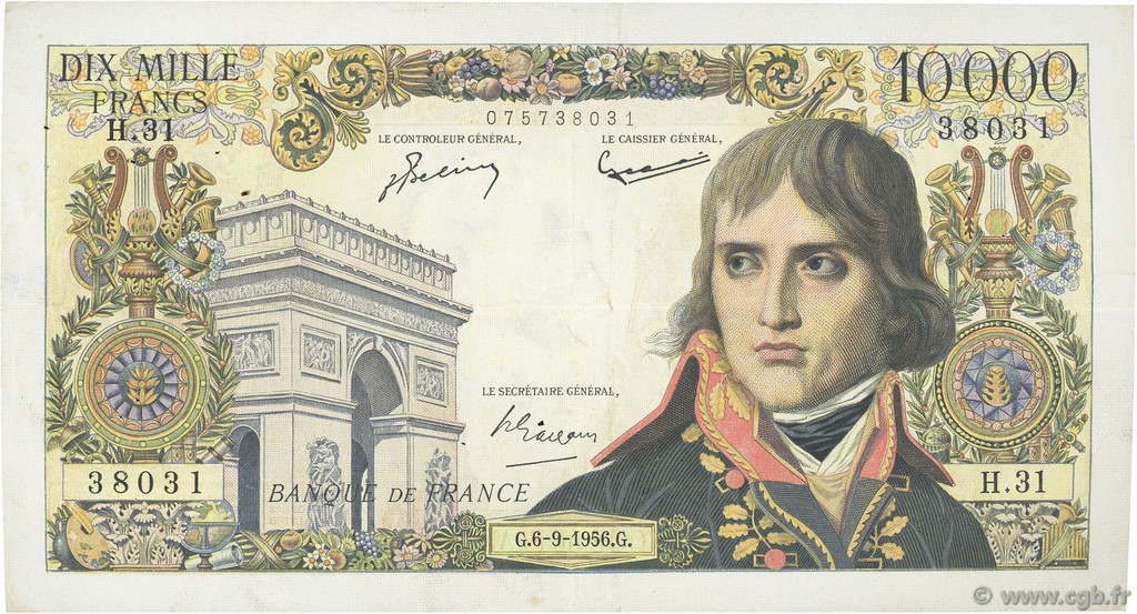 10000 Francs BONAPARTE FRANCE  1956 F.51.04 pr.TTB