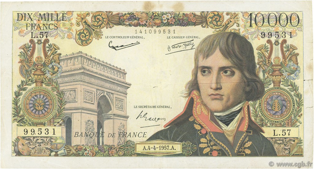 10000 Francs BONAPARTE FRANCE  1957 F.51.07 TB