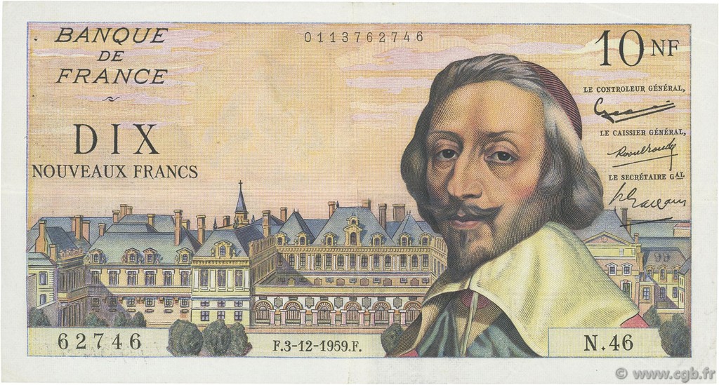 10 Nouveaux Francs RICHELIEU FRANCE  1959 F.57.04 TTB+