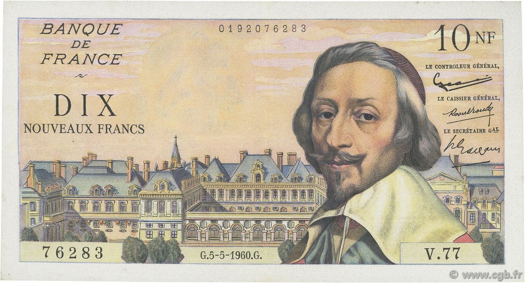 10 Nouveaux Francs RICHELIEU FRANCE  1960 F.57.07 TTB