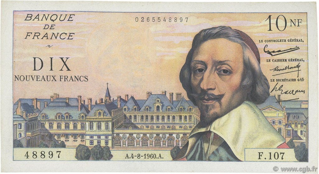 10 Nouveaux Francs RICHELIEU FRANCE  1960 F.57.09 TTB+