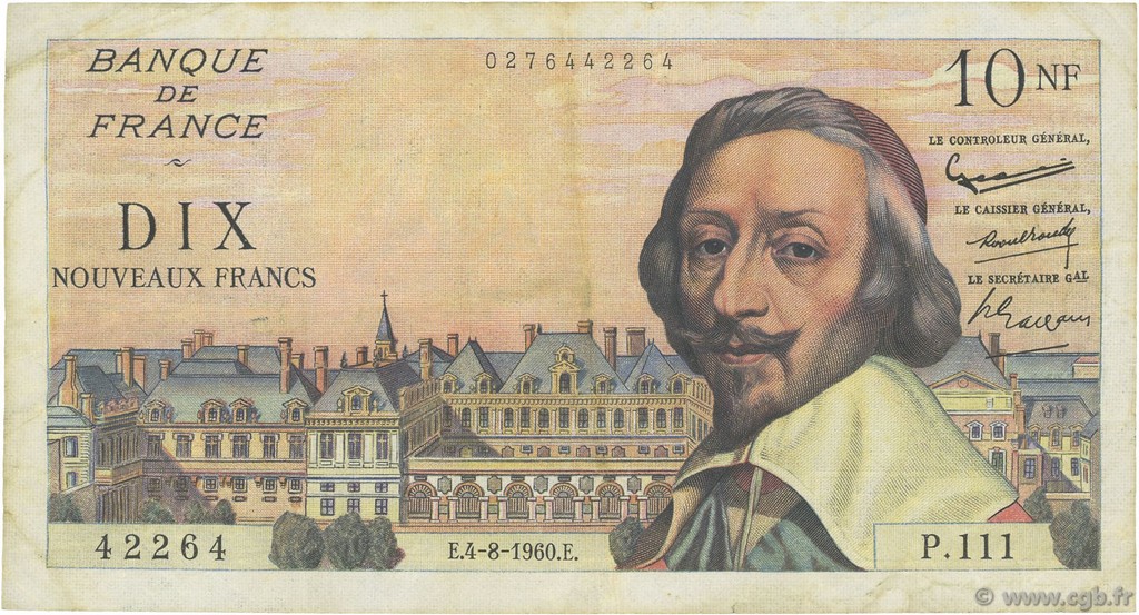 10 Nouveaux Francs RICHELIEU FRANCE  1960 F.57.09 TB+