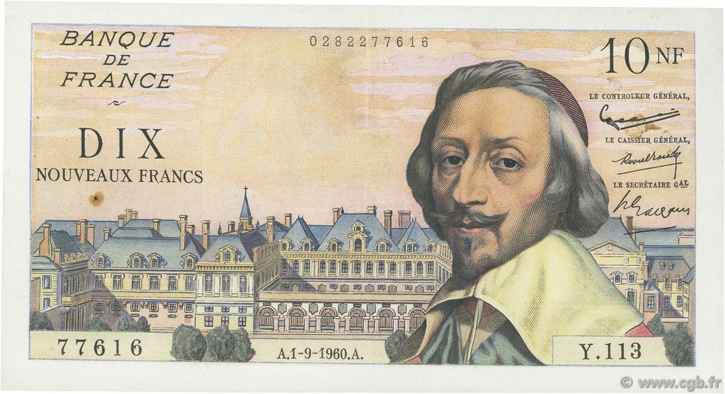 10 Nouveaux Francs RICHELIEU FRANCE  1960 F.57.10 TTB