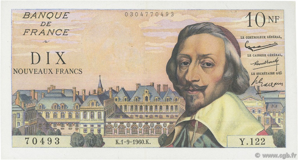 10 Nouveaux Francs RICHELIEU FRANCE  1960 F.57.10 SUP