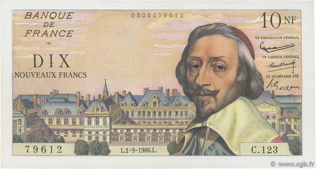 10 Nouveaux Francs RICHELIEU FRANCE  1960 F.57.10 SUP