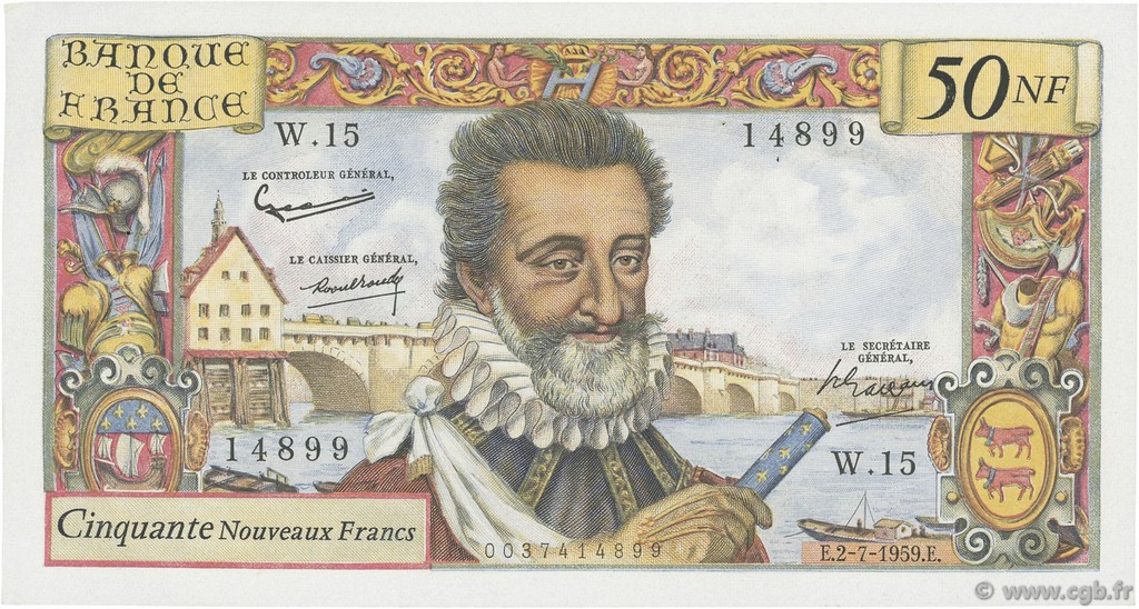 50 Nouveaux Francs HENRI IV FRANCE  1959 F.58.02 SUP