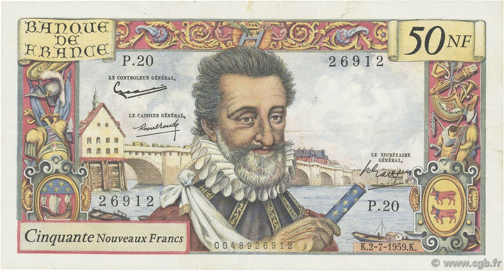 50 Nouveaux Francs HENRI IV FRANCE  1959 F.58.02 TTB