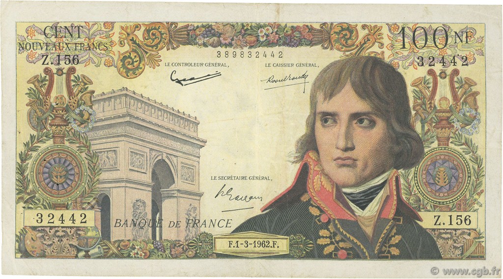 100 Nouveaux Francs BONAPARTE FRANCE  1962 F.59.14 pr.TTB