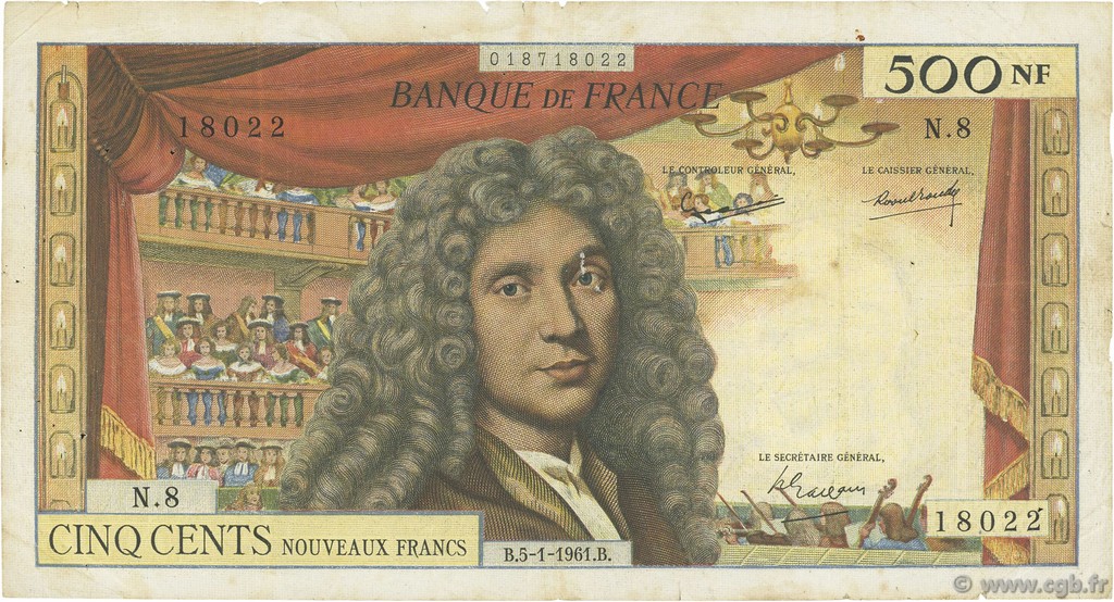 500 Nouveaux Francs MOLIÈRE FRANCE  1961 F.60.03 TB