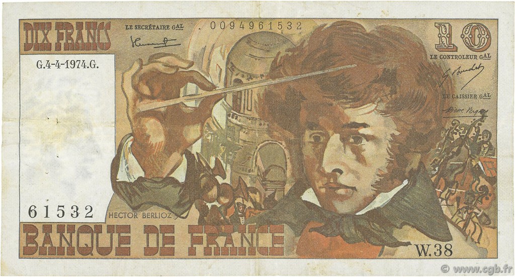 10 Francs BERLIOZ FRANCE  1974 F.63.04 TTB