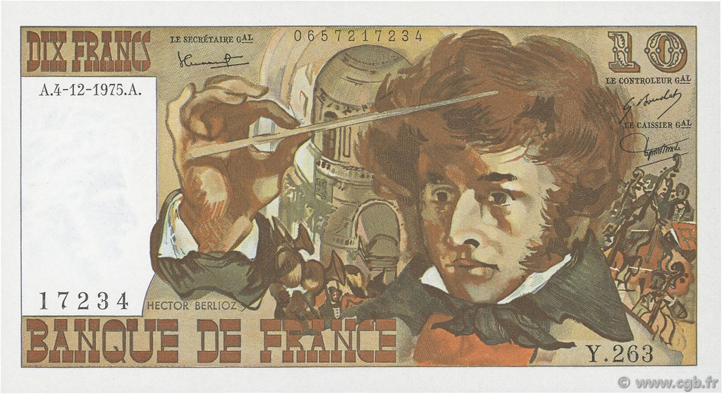 10 Francs BERLIOZ FRANCE  1975 F.63.15 NEUF