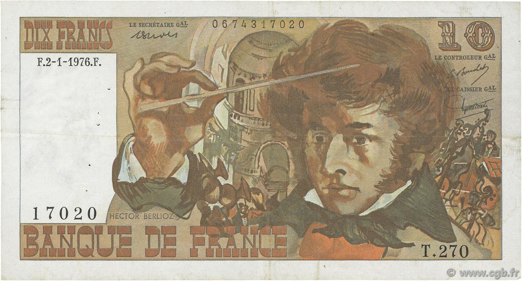 10 Francs BERLIOZ FRANCE  1976 F.63.16 TTB