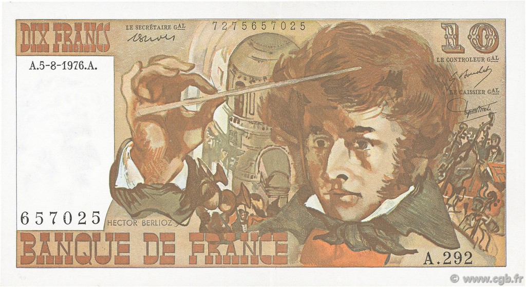 10 Francs BERLIOZ FRANCE  1976 F.63.20 SUP