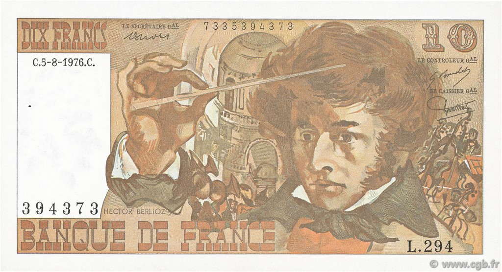 10 Francs BERLIOZ FRANCE  1976 F.63.20 SUP+