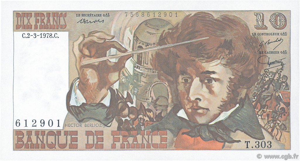 10 Francs BERLIOZ FRANCE  1978 F.63.23 AU+
