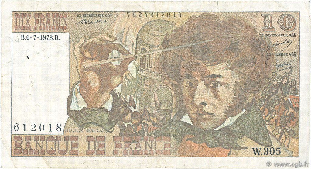 10 Francs BERLIOZ FRANCE  1978 F.63.24 TB