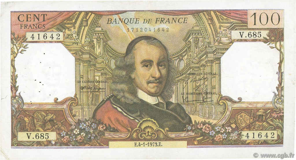 100 Francs CORNEILLE FRANCE  1973 F.65.41 TB+