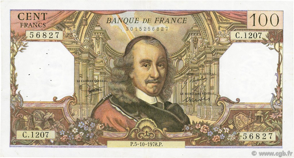 100 Francs CORNEILLE FRANCE  1978 F.65.63 pr.TTB