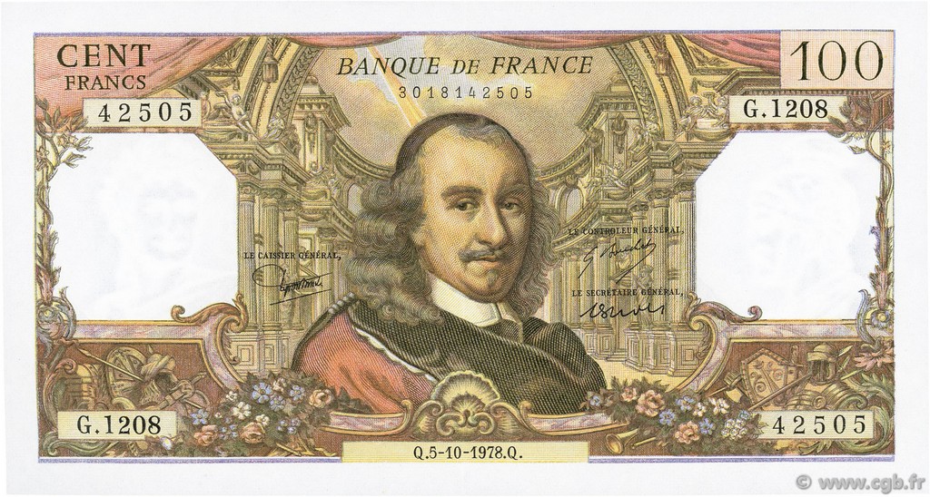 100 Francs CORNEILLE FRANCE  1978 F.65.63 SPL