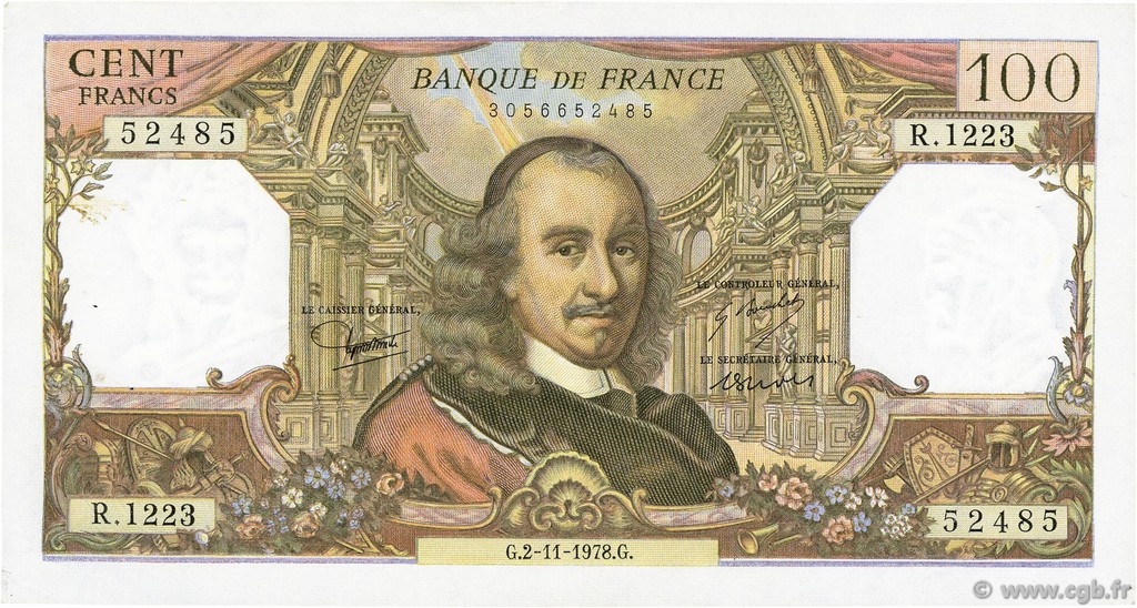 100 Francs CORNEILLE FRANCE  1978 F.65.64 TTB+