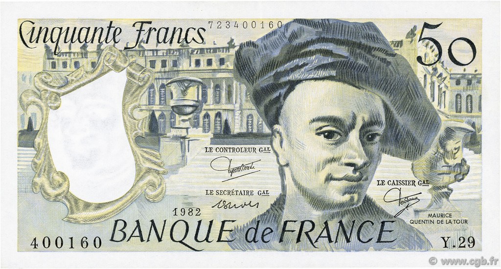 50 Francs QUENTIN DE LA TOUR FRANCE  1982 F.67.08 SUP