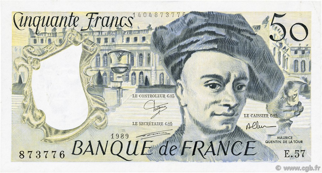 50 Francs QUENTIN DE LA TOUR FRANCE  1989 F.67.15 TTB