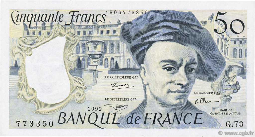 50 Francs QUENTIN DE LA TOUR FRANCE  1992 F.67.18 TTB