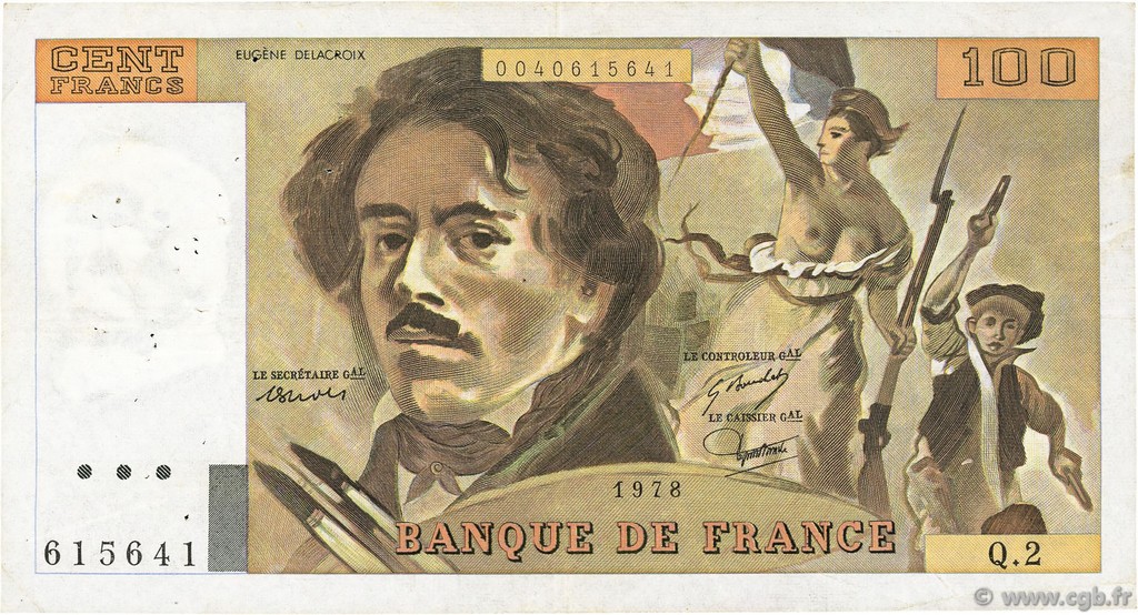 100 Francs DELACROIX FRANCE  1978 F.68.02 TB+