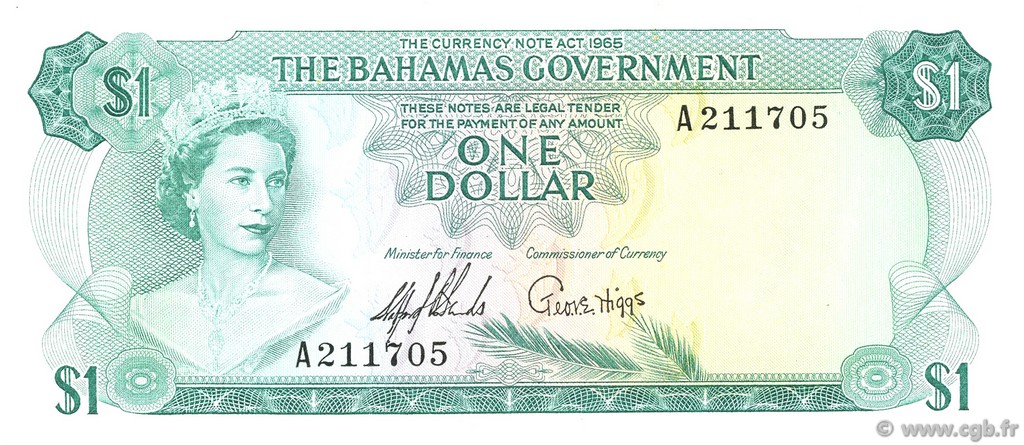1 Dollar BAHAMAS  1965 P.18a pr.NEUF