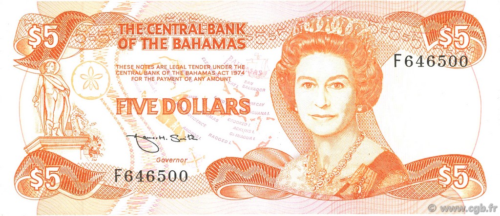 5 Dollars BAHAMAS  1984 P.45b pr.NEUF