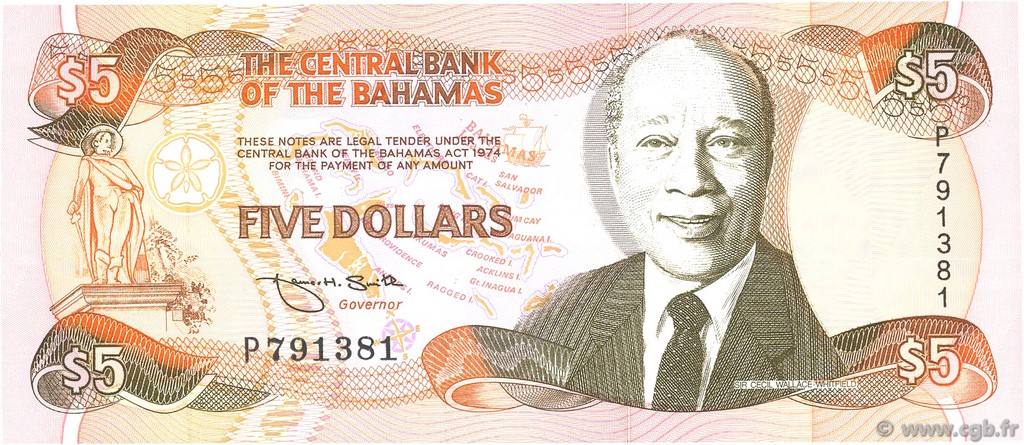 5 Dollars BAHAMAS  1995 P.52 NEUF