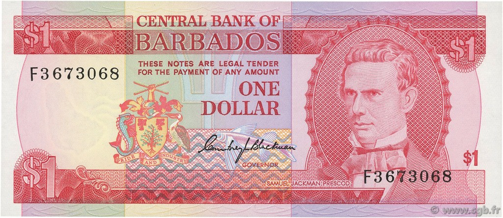 1 Dollar BARBADOS  1973 P.29a UNC