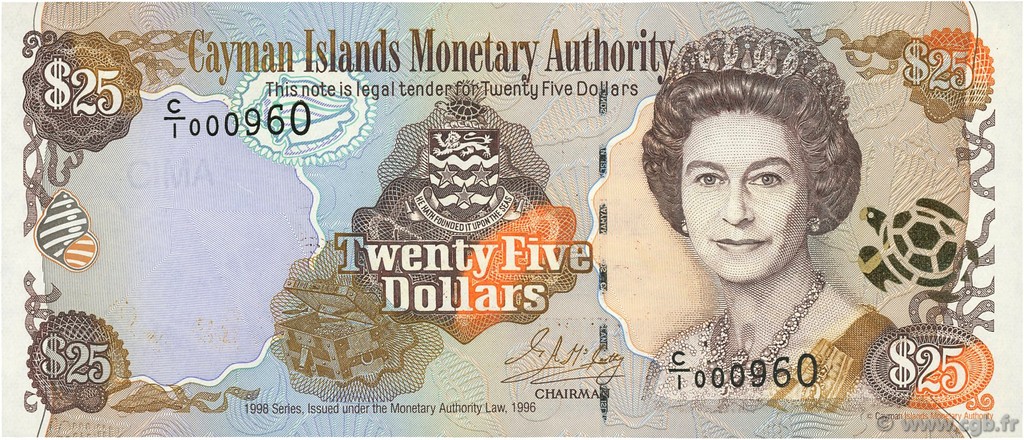 25 Dollars CAYMANS ISLANDS  1998 P.24 UNC