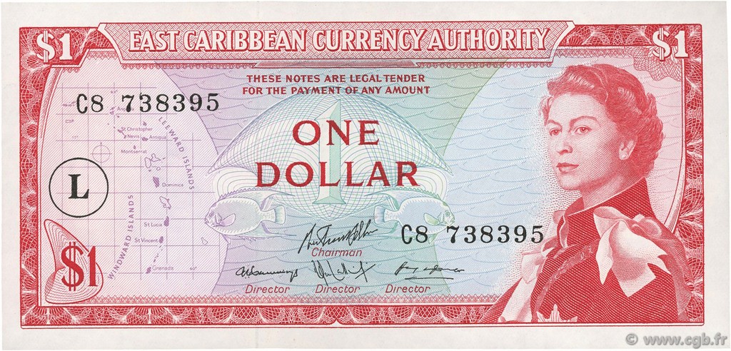 1 Dollar CARAÏBES  1965 P.13l SUP