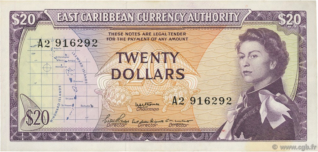 20 Dollars CARAÏBES  1965 P.15b TTB+