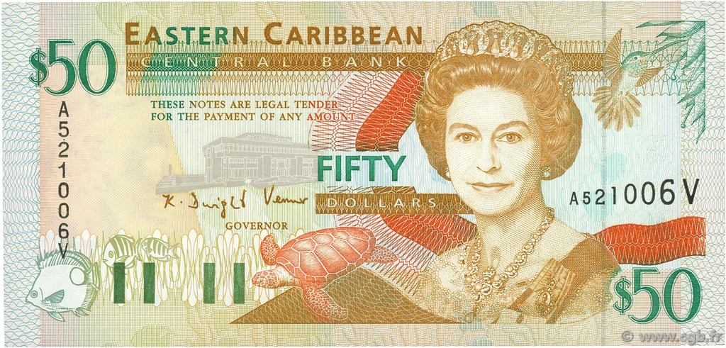 50 Dollars EAST CARIBBEAN STATES  1994 P.34v SC+
