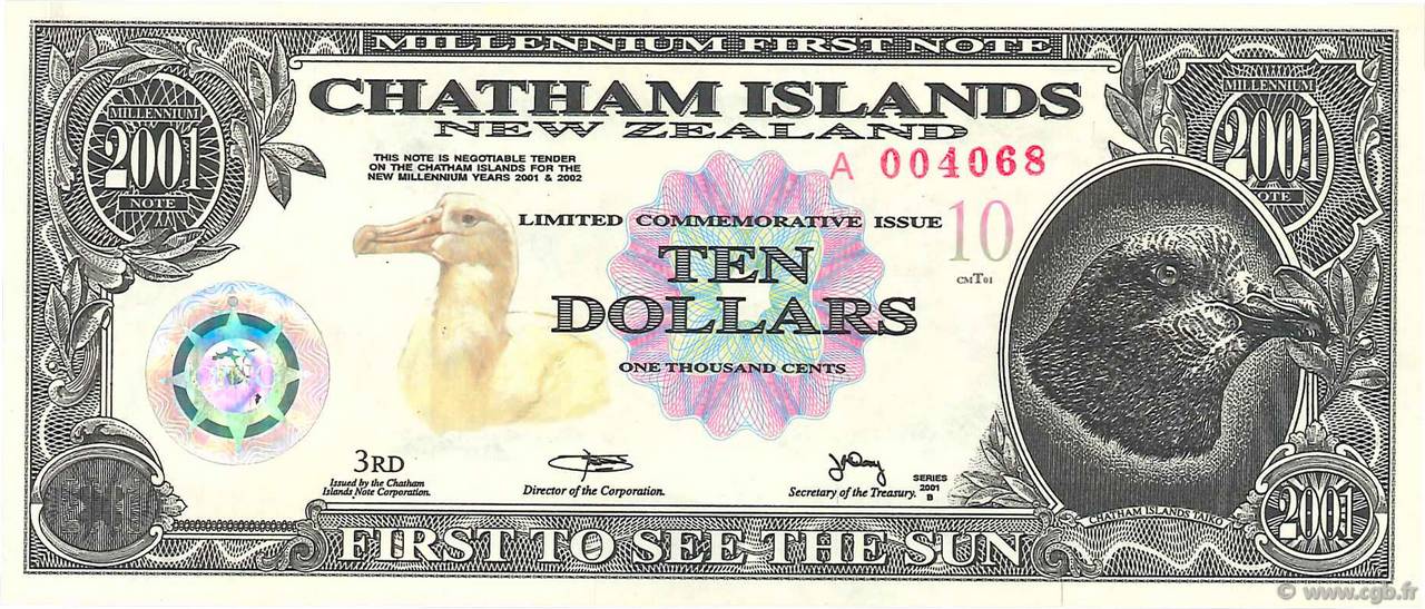 10 Dollars ILES CHATHAM  2001  NEUF