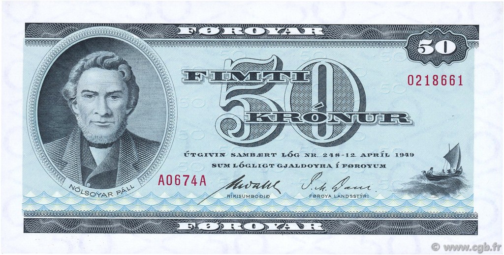 50 Kronur ISOLE FAROER  1967 P.17 FDC
