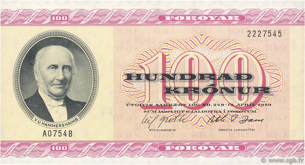 100 Kronur ÎLES FEROE  1975 P.18a pr.NEUF