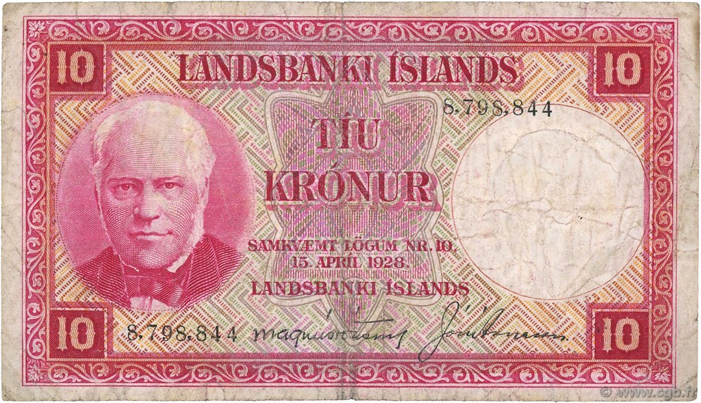 10 Kronur ISLANDE  1948 P.33a TB