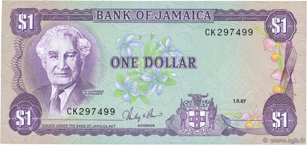 1 Dollar JAMAÏQUE  1987 P.68Ab NEUF
