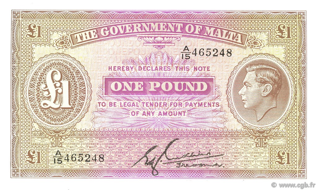 1 Pound MALTE  1940 P.20b pr.NEUF