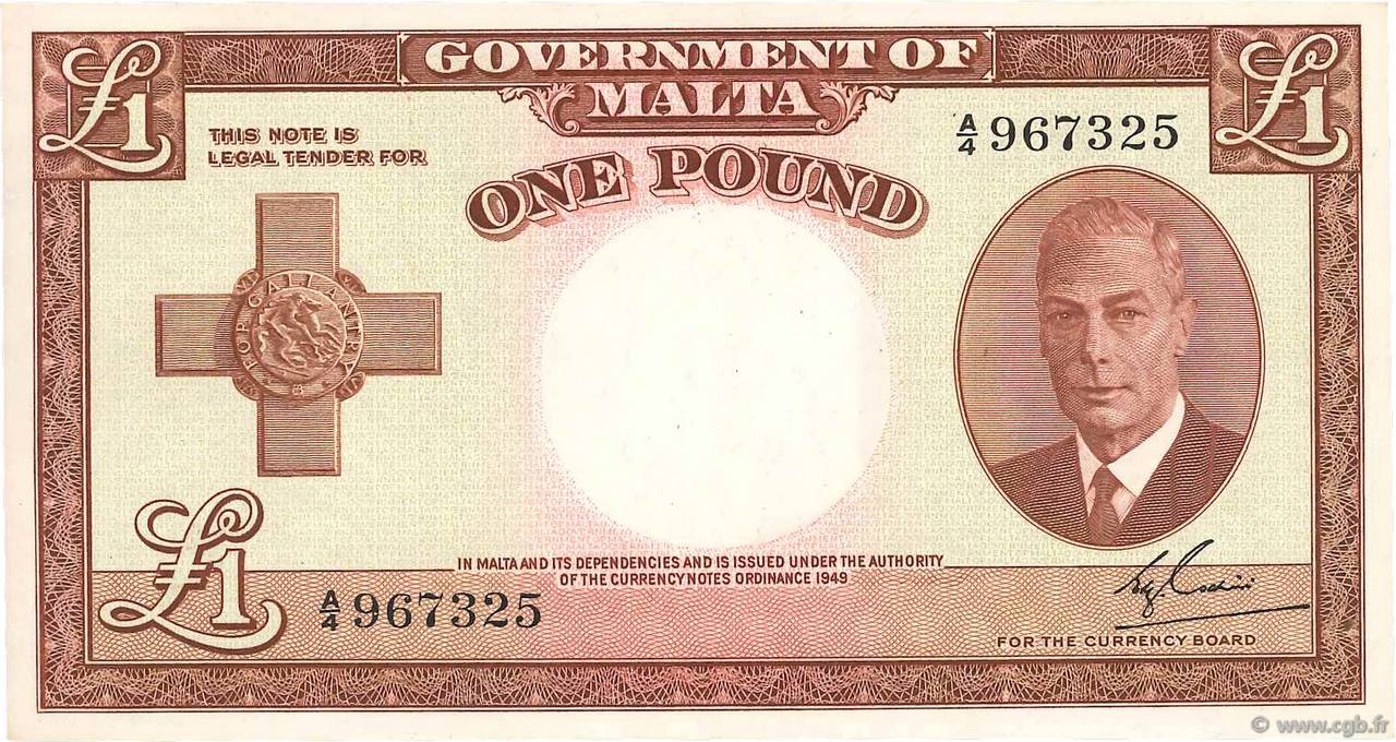 1 Pound MALTE  1951 P.22 SPL