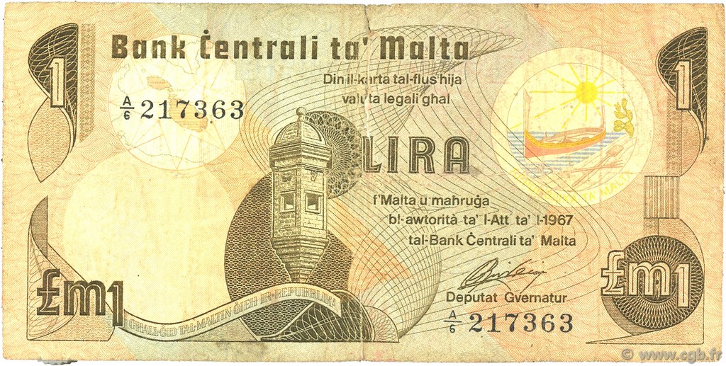 1 Lira MALTE  1979 P.34a B